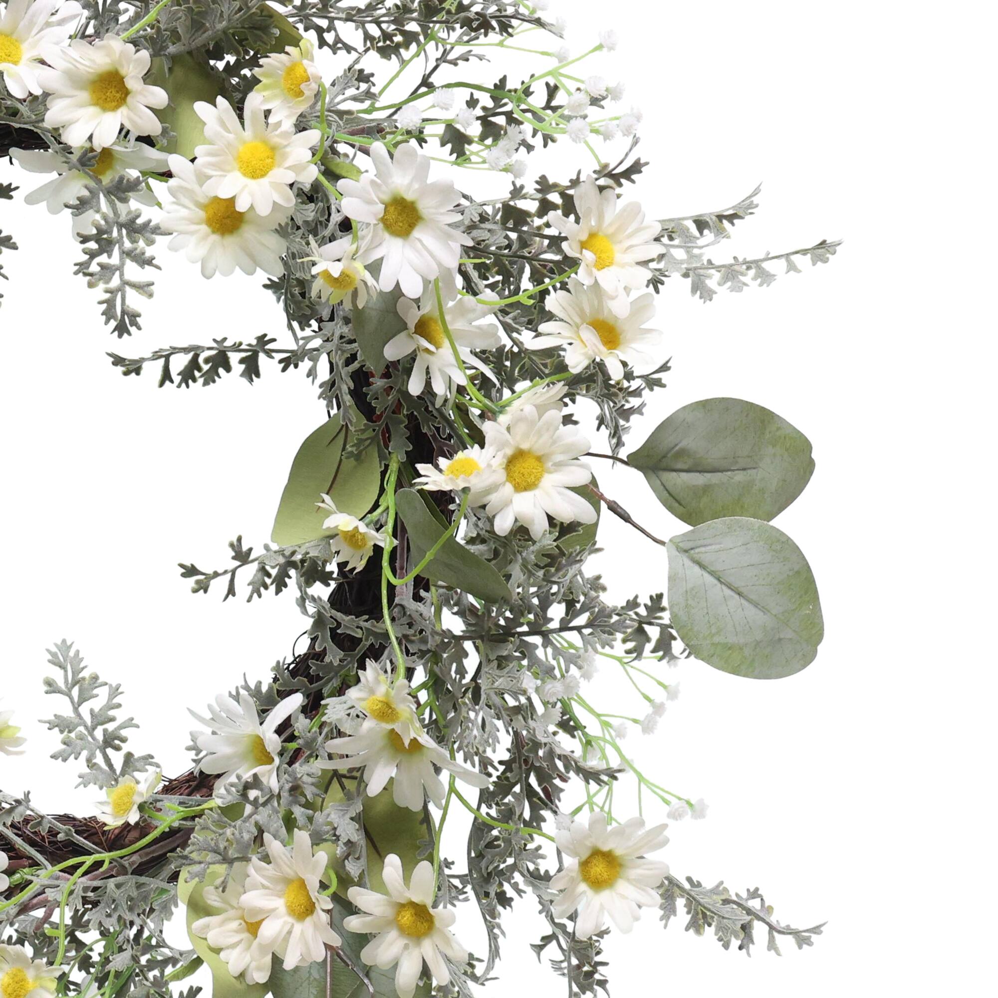 24" Artificial Daisy Floral Spring Wreath